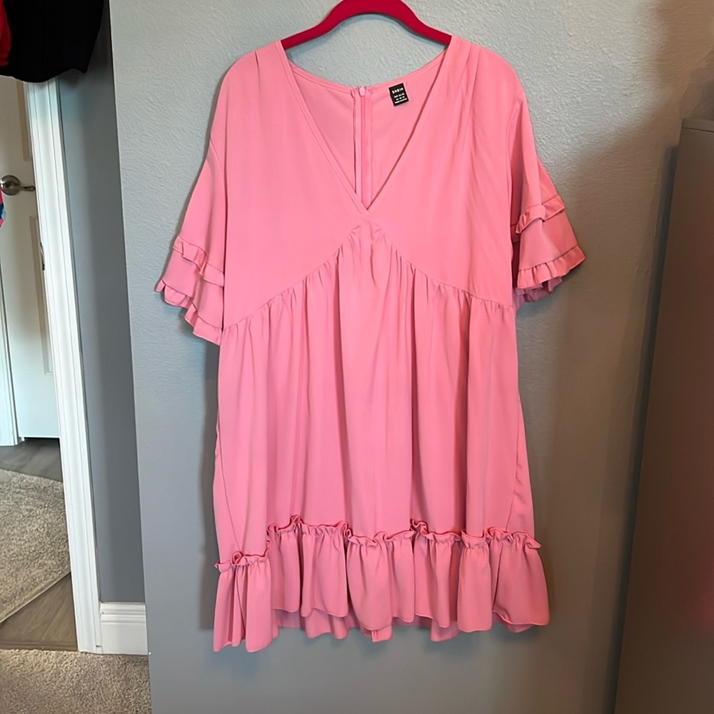 Pink Ruffle Short Sleeve babydoll dress